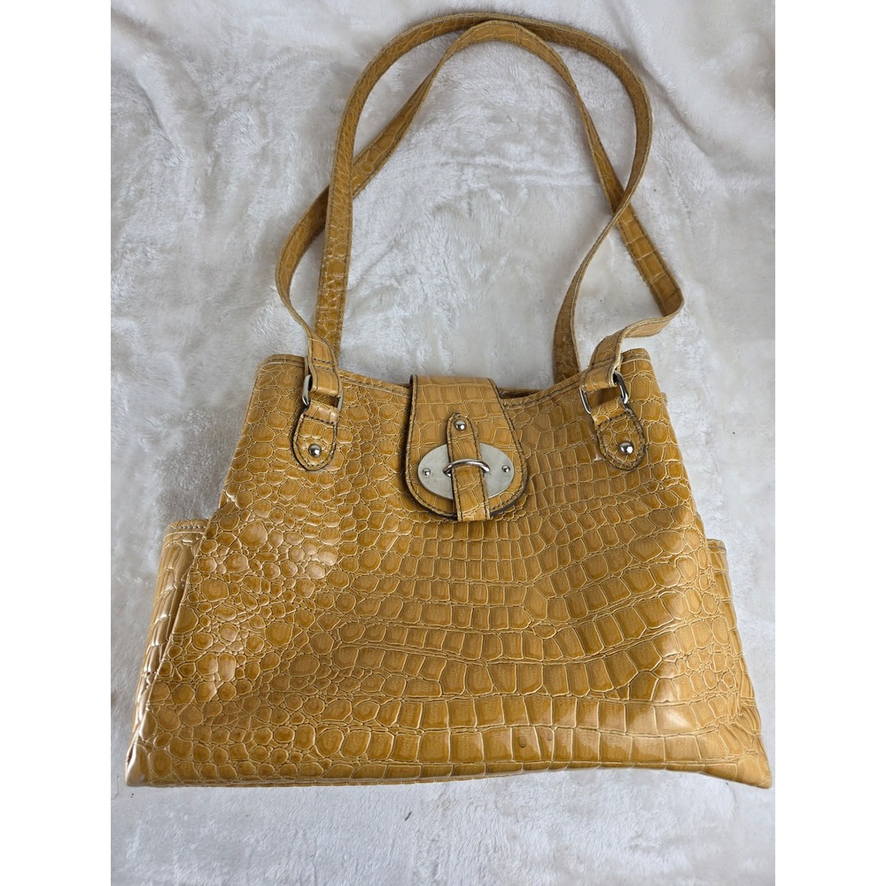 Jaclyn Smith Yellow faux Croc Embossed Shoulder Bag
